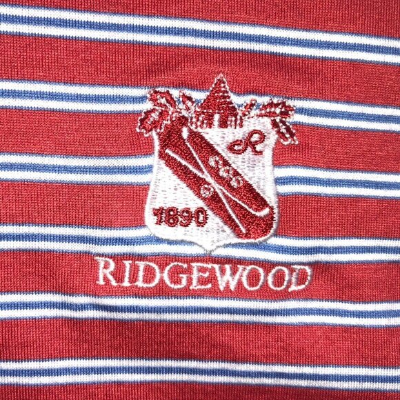 Peter Millar Mens Polo Shirt Medium Striped Top Red Ridgewood 100% Cotton Casual - Picture 9 of 12